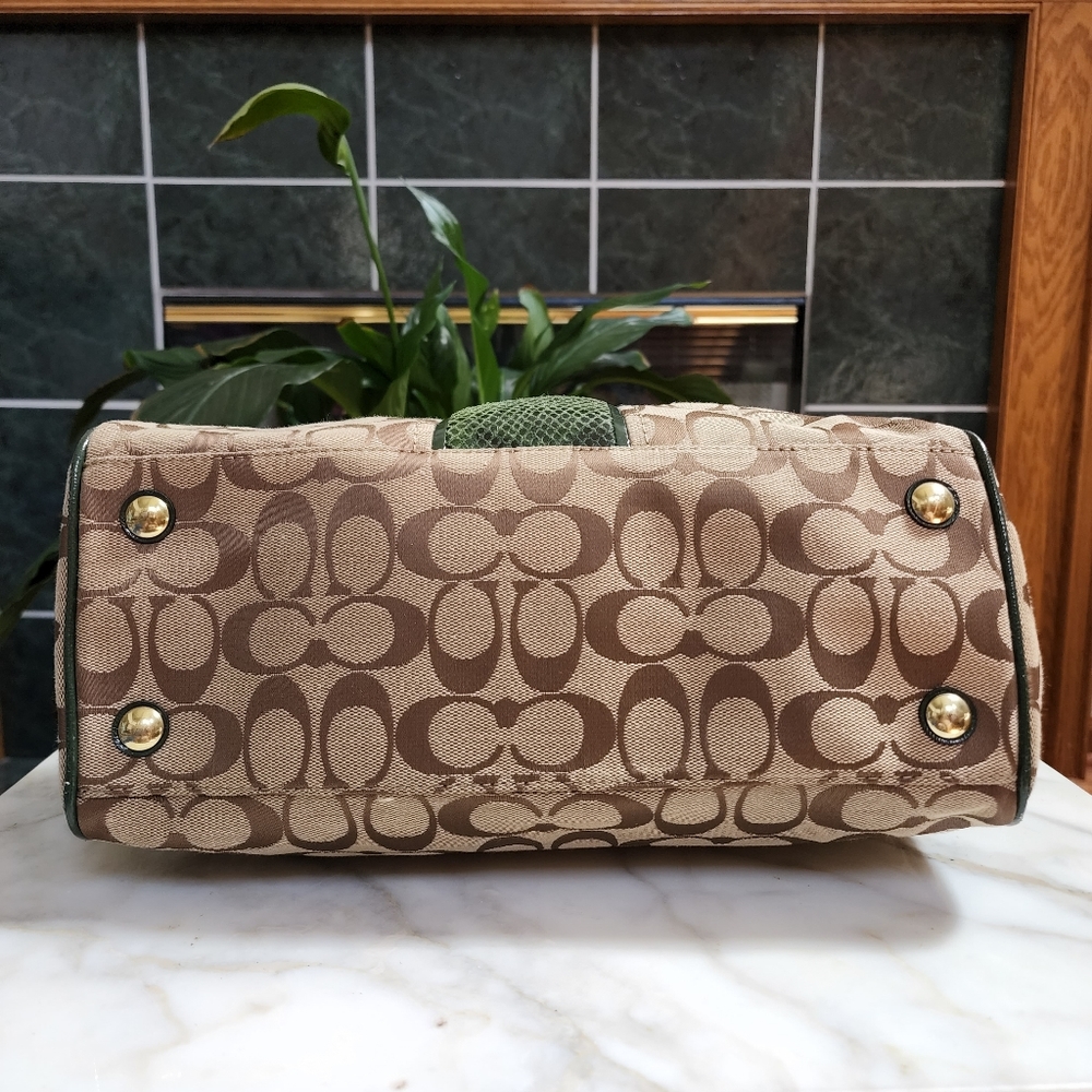 Coach Signature Python Stripe Satchel - Picture 9 of 16